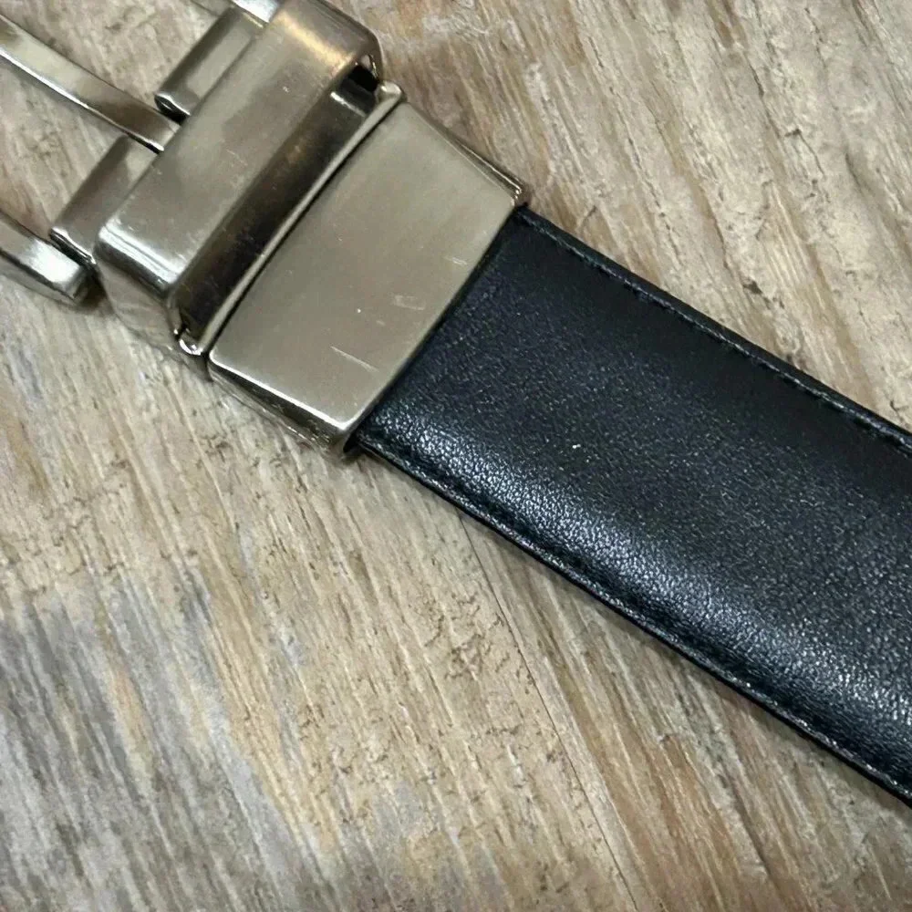 Nordstrom Men’s Black Brown Leather Reversible Belt Size 42